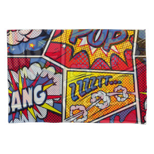 Retro pop art, comic shout pattern. pillowcase