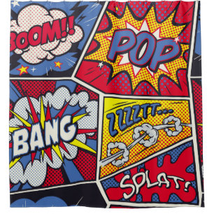 Retro pop art, comic shout pattern. shower curtain