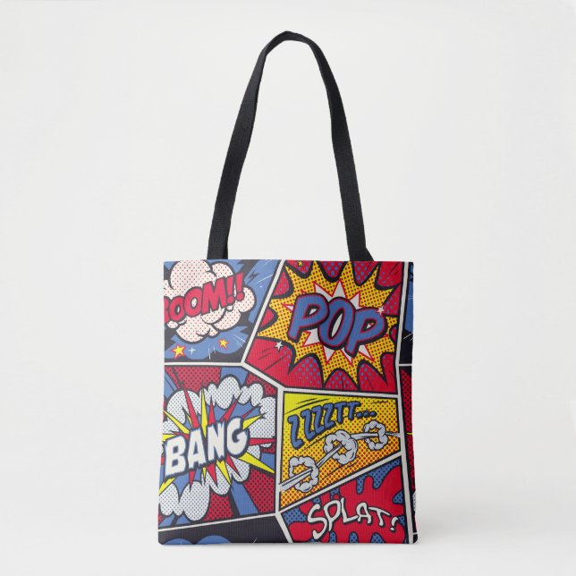 Retro pop art, comic shout pattern. tote bag (Front)
