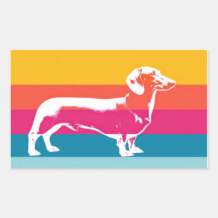 Retro Pop Art Dachshund Silhouette Rectangular Sticker