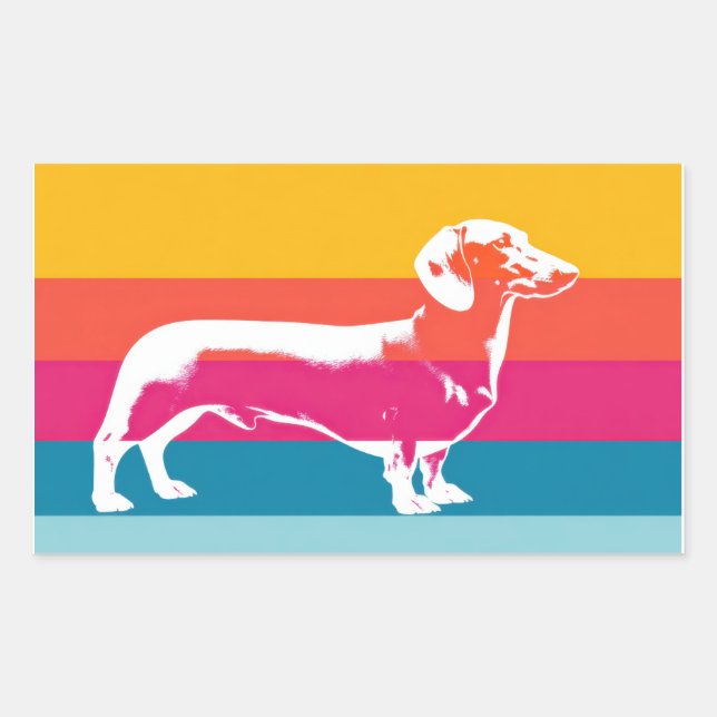 Retro Pop Art Dachshund Silhouette  Rectangular Sticker (Front)
