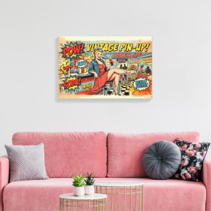 Retro Pop Art Diner Pin-Up Girl Vintage Comic Post Canvas Print