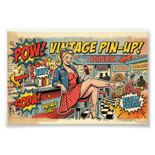 Retro Pop Art Diner Pin-Up Girl Vintage Comic Post Photo Print
