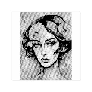 Retro Pop Art Female Illustration Self-inking Stamp
