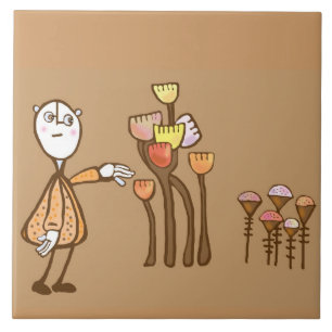 Retro pop art Gathering flowers Tile