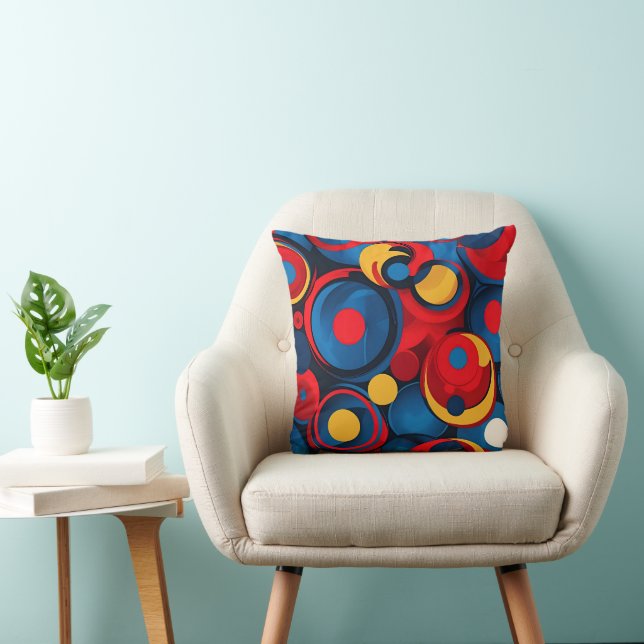 Retro Pop Art Geometric Circles Cushion (Chair)