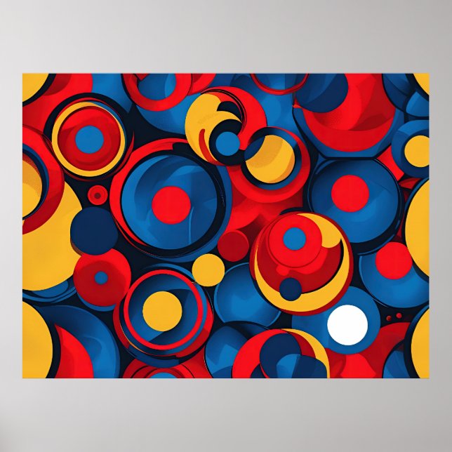 Retro Pop Art Geometric Circles Poster (Front)