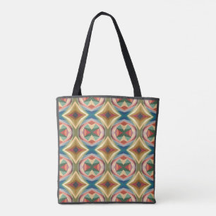 Retro Pop Art Geometric Color Block Pattern Tote Bag