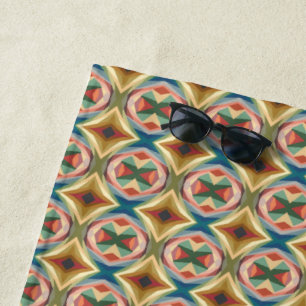 Retro Pop Art Geometric Colour Block Pattern Beach Towel