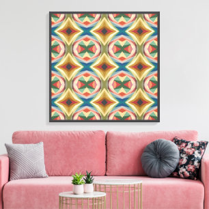 Retro Pop Art Geometric Colour Block Pattern Canvas Print