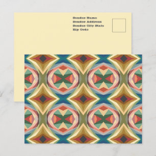 Retro Pop Art Geometric Colour Block Pattern Postcard