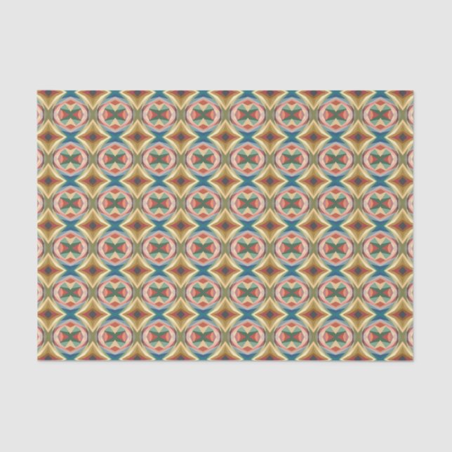 Retro Pop Art Geometric Colour Block Pattern  Tissue Paper (Front)