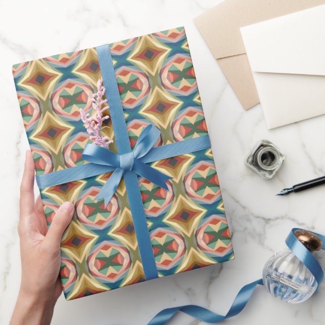 Retro Pop Art Geometric Colour Block Pattern Wrapping Paper (Gifting)