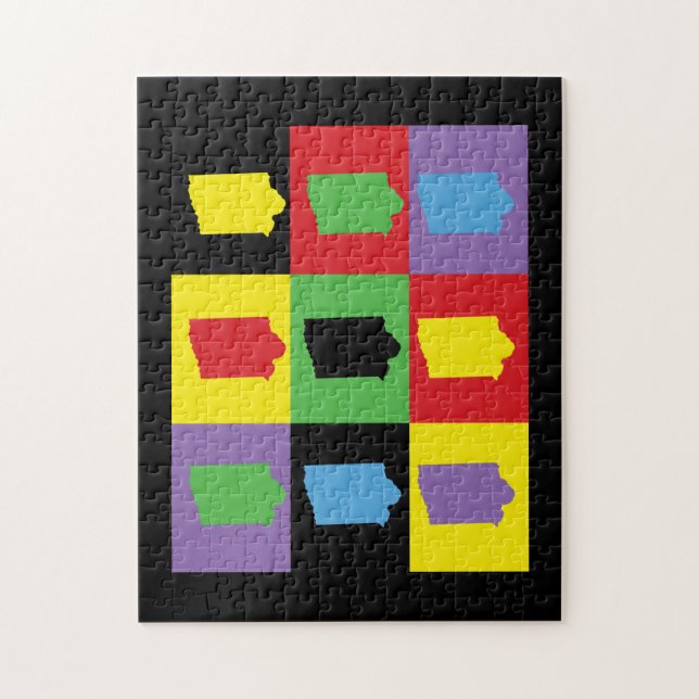 Retro Pop Art Iowa Pattern Jigsaw Puzzle (Vertical)