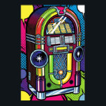 Retro Pop Art Jukebox Poster<br><div class="desc">A high-quality graphic of a retro jukebox in a pop art style. The design features thick black outlines and bold,  vibrant,  clashing colours.</div>
