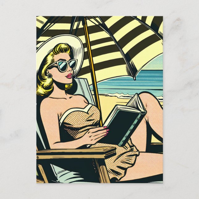 Retro Pop Art Lady | Just Saying Hi Postcard (Front)