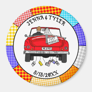 Retro Pop Art Mr & Mrs Just Got Married Magnet