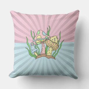 Retro Pop Art Mushrooms   Cushion
