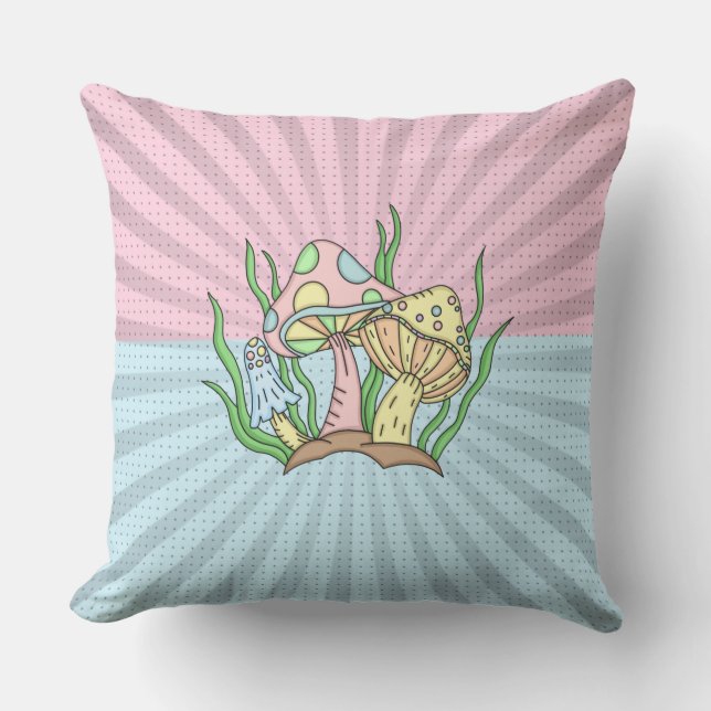 Retro Pop Art Mushrooms   Cushion (Front)