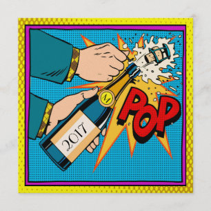 Retro Pop Art Party, New Year, Invitation