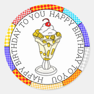 Retro Pop Art Pineapple Ice Cream Sundae    Classic Round Sticker