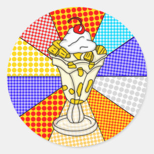 Retro Pop Art Pineapple Ice Cream Sundae   Classic Round Sticker