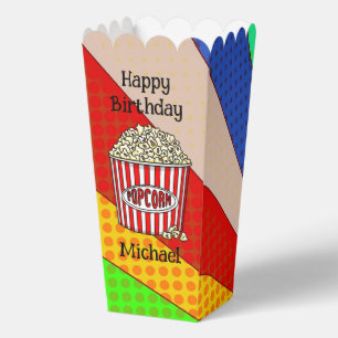 Retro Pop Art Popcorn Personalised Birthday Favour Box