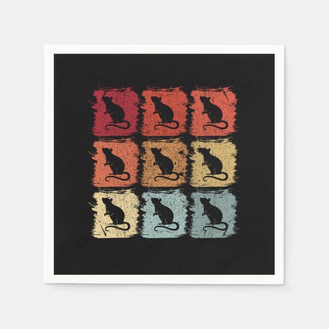 Retro Pop Art Rat Rodent Gift Napkin (Front)