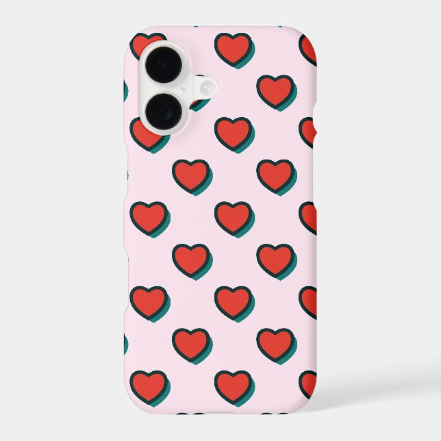 Retro Pop Art Red Blue Beige Hearts Pattern (Back)