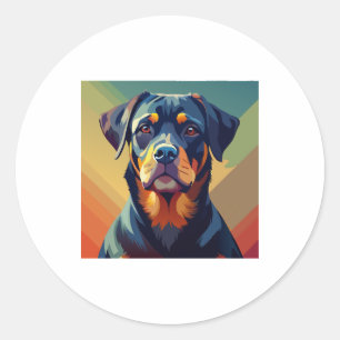 Retro Pop Art Rottweiler � Colorful Dog Portrait Classic Round Sticker