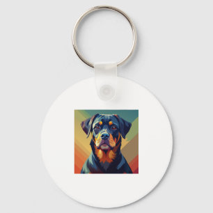 Retro Pop Art Rottweiler � Colorful Dog Portrait Key Ring