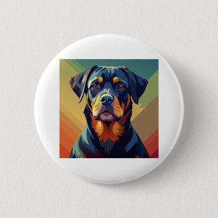 Retro Pop Art Rottweiler – Colourful Dog Portrait 6 Cm Round Badge