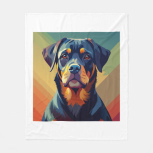 Retro Pop Art Rottweiler – Colourful Dog Portrait Fleece Blanket