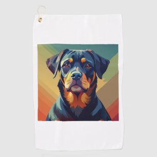 Retro Pop Art Rottweiler – Colourful Dog Portrait Golf Towel