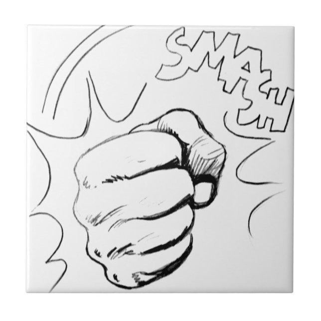 Retro Pop Art Smash Sketch Tile (Front)