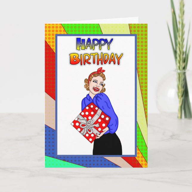 Retro Pop Art style Birthday   Card (Front)