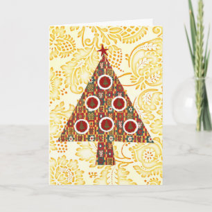 Retro Pop Art Style Christmas Tree Holiday Card