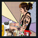 Retro Pop Art Tattooed Lady Baking<br><div class="desc">I drew this picture of my daughter cooking on Christmas in the kitchen with a retro pop art flare.</div>