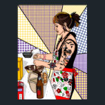 Retro Pop Art Tattooed Lady Baking Poster<br><div class="desc">I drew this picture of my daughter cooking on Christmas in the kitchen with a retro pop art flare.</div>