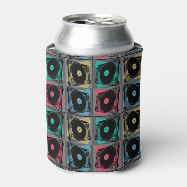 Retro Pop Art Turntables Can Cooler (Can Front)