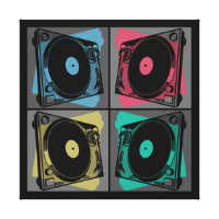 Wall Art Print Colorful musical turntable emblem 80s style design