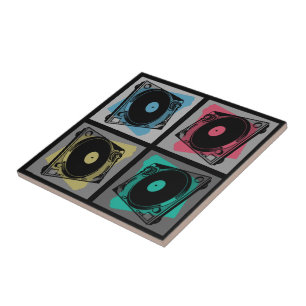 Retro Pop Art Turntables Tile