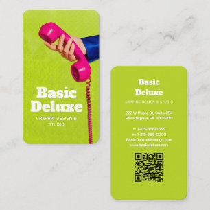 Retro Pop Art Vintage Telephone Lime Green Business Card