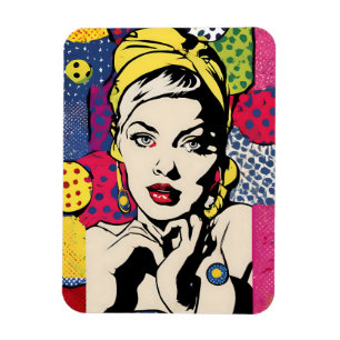 Retro Pop Art Woman Portrait Magnet Print