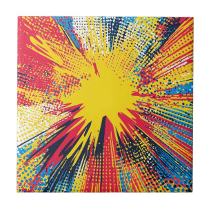 Retro Pop Art Yellow Explosion Comic Tile
