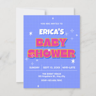 Retro pop baby shower invitation