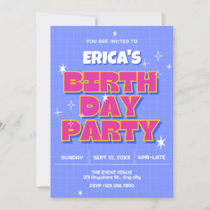 Retro pop birthday invitation