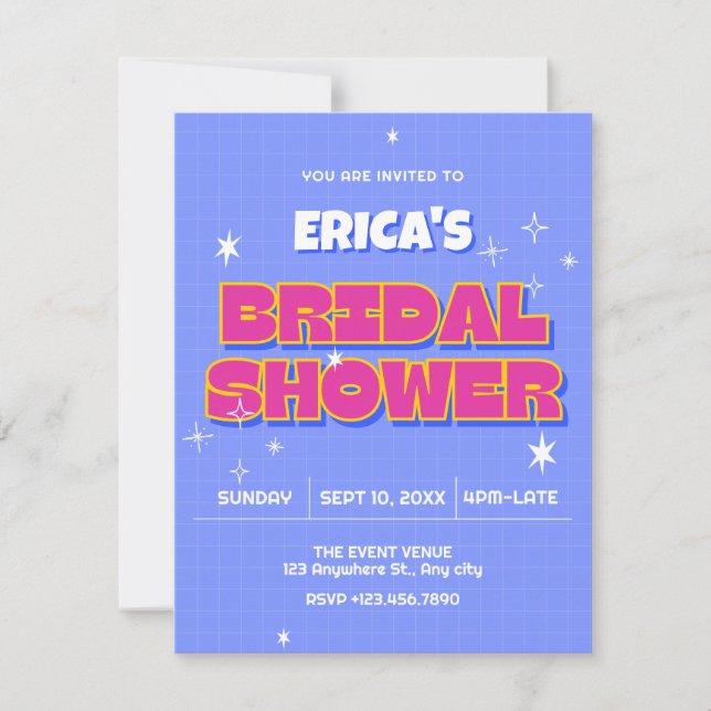 Retro pop bridal shower invitation (Front)