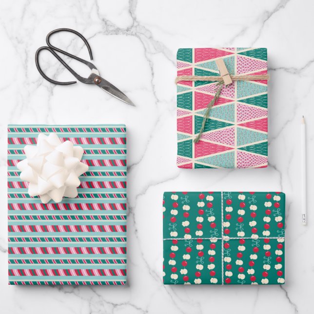 Retro Pop Christmas Set 1 Wrapping Paper Sheet (Front)