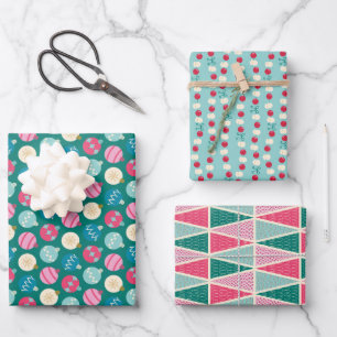 Retro Pop Christmas Set 3 Wrapping Paper Sheet